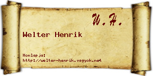 Welter Henrik névjegykártya